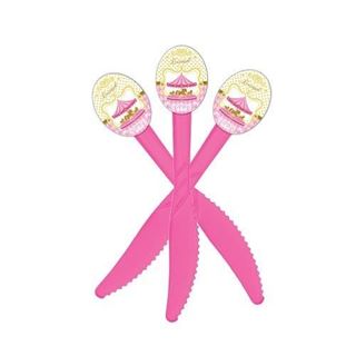 چاقوی تم تولد دخترانه دخترانه کروسل صورتي (Pink Carousel) ۱۲ عدد در ابعاد ۱۷ cm