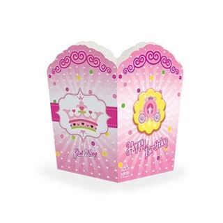 جعبه پاپ کورن تم تولد دخترانه تاج صورتی (Pink Crown)۱۰ عددی در ابعاد ۷*۷*cm ۱۳ 